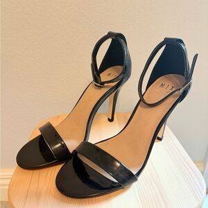 Mix No. 6 Glossy Black Ankle Strap Heels